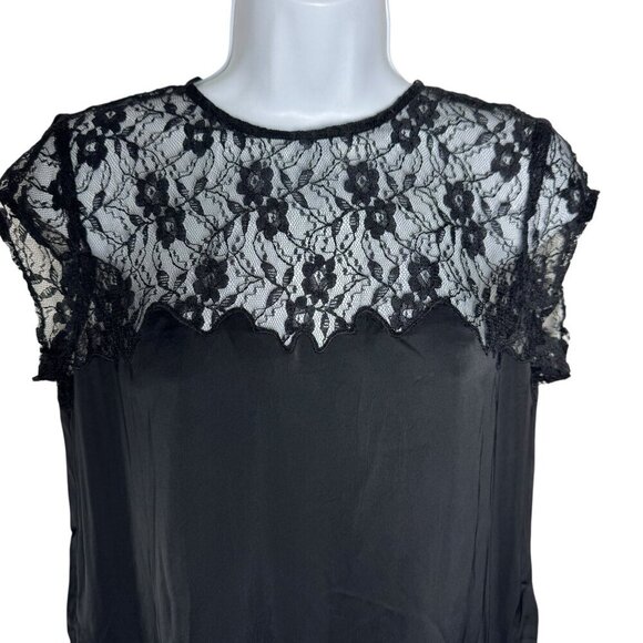 J. Crew Satin Lace Top Womens size XS Black Feminine Romantic blouse J.CREW NWT - Picture 8 of 13